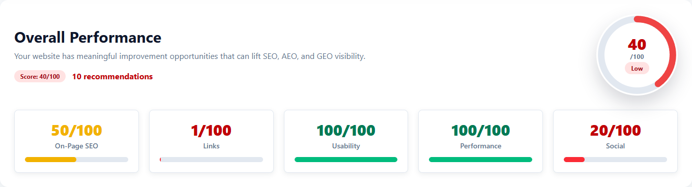 SEO Audit Report Dashboard